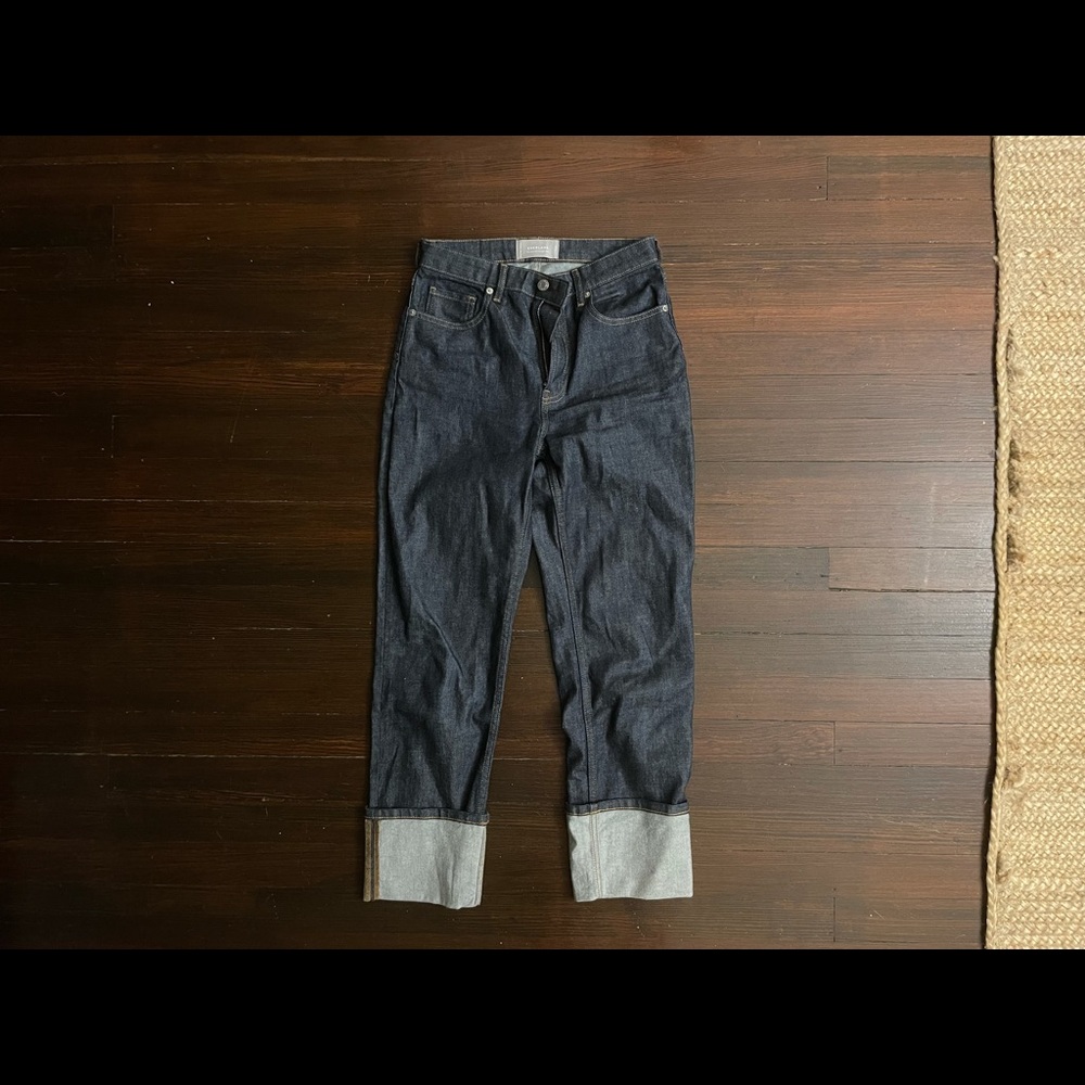 Everlane Super-Straight Jean in Cuffed Dark Indigo - Size 27